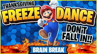 Mario Freeze Dance 🍁 Thanksgiving Brain Break 🍁 Floor is Lava 🍁 Just Dance 🍁 Dont Fall In [upl. by Awra]