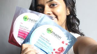 GARNIER FACE MASKS Try on  REVIEW  Worth it [upl. by Eciened]