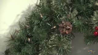 24 in Classic Pine Prelit Wreath with Berries and Pine Cones  Product Review Video [upl. by Sorac]