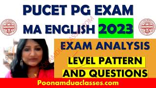 PUCET PG Exam Panjab University MA English Entrance 2023 Question Paper Analysis [upl. by Atteuqal751]