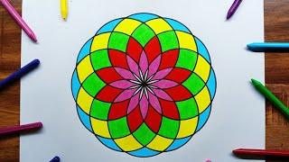 Quick amp Easy Geometrical Design In Circle Drawing  How to Draw Geometric Rangoli Design in Circle [upl. by Selhorst214]