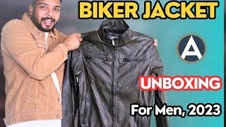 🔥🔥 Biker Leather Jacket for men 2023  UNBOXING amp REVIEW  Genuine Leather Jacket Online Under 2000 [upl. by Deeyn]