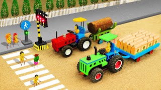 Diy tractor making mini Traffic Lights  Construction Vehicle Traffic Lane Division project [upl. by Ahsiekan]