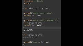 113 sum of all the elements of 1 D array of size n using pointers [upl. by Unhsiv431]