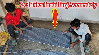 2×4 Tiles Installing Accurately  Awesome Design Tiles Fitting 2×4  floor tiles installation [upl. by Idonah956]