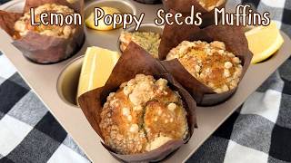 Lemon Poppy Seed Muffins Recipe  Bakerystyle Muffins [upl. by Hgielek31]