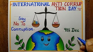 International Anticorruption Day Poster Drawing9th Dec Anticorruption Day Drawing easy step [upl. by Anelrad]