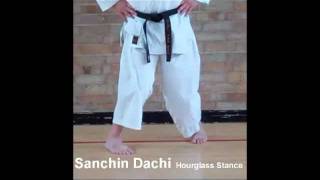 Karate Stances Basic Shotokan Stances Sanchin Dachi  Hour Glass Stance [upl. by Nahtanhoj985]