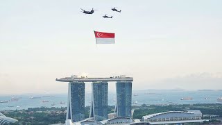 NDP 2024 Singapore Flag with Helicopter  Singapore National Day [upl. by Bocock]