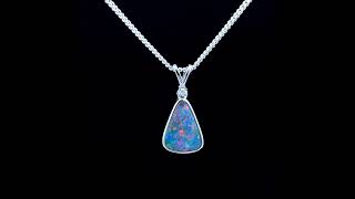 Opal Diamond Factory  14K White Gold Doublet Opal amp Diamond Pendants  64919 [upl. by Ahsinna]