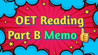 OET Reading Part B Memo😄👍 oet oettest oetexam oetreadingtips oetkerala [upl. by Hammel]