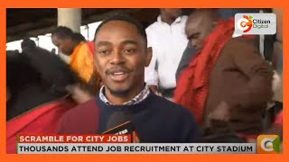 Thousands of Kenyans flock City stadium for job interviews advertised by Nairobi county government [upl. by Adnuhsor]