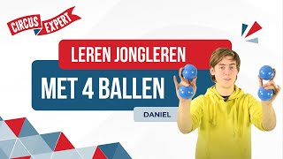 Hoe jongleer je met 4 ballen  Jongleren met 4 balletjes  Circusexpertnl [upl. by Anam]