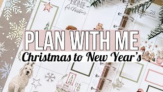 Plan With Me  Neutral ChristmasNew Years Eve Spread Big Vertical Happy Planner  2023 [upl. by Hakvir]