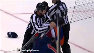 Scottie Upshall vs Travis Hamonic Oct 8 2011 [upl. by Nnylf494]