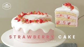 핑크핑크한🎀 동화속 비주얼♥ 딸기 생크림 케이크 만들기  Strawberry cake Recipe  いちごのショートケーキ  Cooking ASMR [upl. by Emyaj]