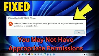 Fix You May Not Have Appropriate Permissions [upl. by Sumetra613]