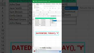 Year difference with DATEDIF YEAR and TODAY Functions in Excel [upl. by Jena]