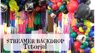 DIY Streamer  Fringe Wall Backdrop Tutorial with Balloon Garland [upl. by Wylen899]