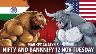 Indian Market Down and US Market Up  Market Analysis Tuesday  Nifty and Banknifty Analysis 12 Nov [upl. by Pollak752]