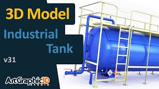 Professional Gas Tank 3D Model For Refinery Plant Visualization  3D Blender [upl. by Kcirrek]