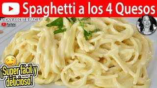 Cómo hacer SPAGHETTI A LOS 4 QUESOS Vicky Receta Facil [upl. by Phaidra850]