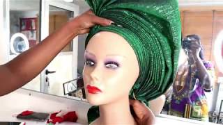 Gele Tying  How to make simple trending FAN Auto Gele step by step TutorialBeginners  2019 [upl. by Schecter870]