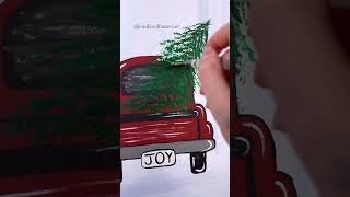 Painting a Christmas tree in the Christmas truck 🎨easypainting paintingtips tipsandtricks [upl. by Amsirahc]