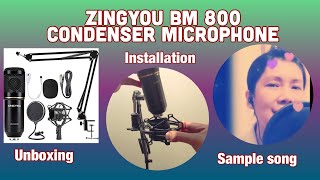 Zingyou BM 800 Condenser Microphone Unboxing Installation and sample short song cover [upl. by Suivatnad896]