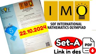 SOF IMO Class 5 Set A 202425  SOF Mathematics Olympiad Question Papersofimo imoclass5 [upl. by Enahsal]