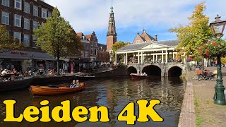 Leiden Netherlands Walking tour 4K [upl. by Ecirtam]