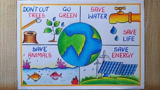 Environment Day poster drawing World Environment day drawing Save Earth Poster drawingSave Nature [upl. by Loss]