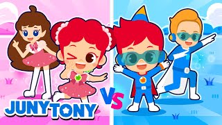 💗💙 Pink vs Blue Song More Kids Songs  Princess Songs  Cartoon  JunyTony [upl. by Hgielime]