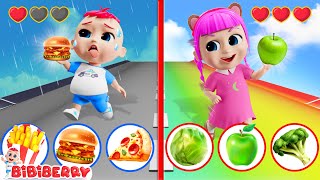 Healthy Food 🥦 Vs Junk Food Song 🍔  Healthy Food Challenge  Bibiberry Nursery Rhymes amp Kids Songs [upl. by Charisse87]