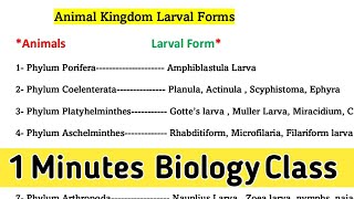 animal kingdom larval forms  animal kingdom mcq for neet 2021  larvae of different animals [upl. by Sanderson900]