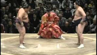 Miyabiyama vs Hakuho hatsu 2007 [upl. by Atinaw]