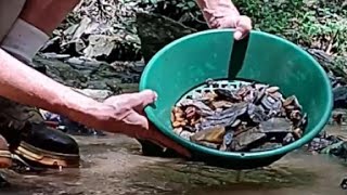 Digging a gravel bar and panning the material gold goldprospecting goldminig [upl. by Luapnhoj]