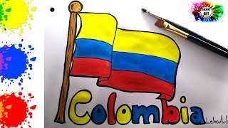 Cómo dibujar y pintar la bandera OFICIAL de COLOMBIA  LEHOART  Colores primarios [upl. by Izy]