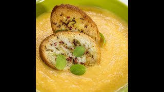 Celery and Carrot Cream Soup with Spicy Bread [upl. by Mccord]