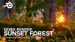 Sunset Forest Cinematic EEVEE Render Timelapse  Blender 36 [upl. by Assirod]