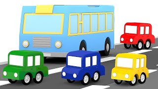 Die 4 kleinen Autos bauen einen Bus  Lehrreicher Cartoon für Kinder  Farben Lernen [upl. by Blockus]