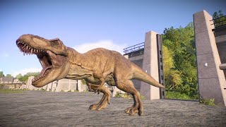 TREX vs ALL LARGE CARNIVORES BATTLE ROYALE  Jurassic World Evolution 2 [upl. by Gnoc]