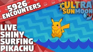 LIVE SHINY Surfing Pikachu  Pokemon Ultra Sun amp Moon 5926 SRs [upl. by Eelana458]