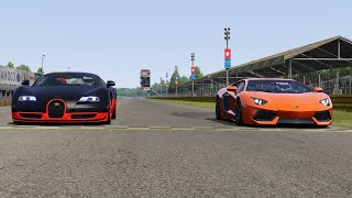 Lamborghini Aventador LP7004 vs Bugatti Veyron 164 SS at Monza Full Course [upl. by Allred]