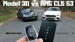 Head 2 Head I Tesla Model 3 vs Mercedes AMG CLS 53 I Quarter Mile  Çeyrek Mil Hız Test Sürüşü [upl. by Christie]