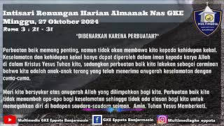 Intisari Renungan Harian Almanak Nas GKE  Minggu 27 Oktober 2024 [upl. by Mat]