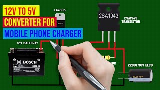 12V to 5V Converter Circuit Diagram  12V to 5V Converter for Mobile Phone Charger  Easy To Make [upl. by Cofsky]