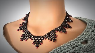 Create Your Own Elegant Netted Necklace using seed beads and rondelle [upl. by Carmelle586]