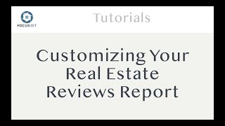 Customizing Your Real Estate Reviews Report [upl. by Poland]