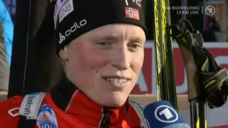 Tora Berger Interview nach WM Sieg in Ruhpolding 2012 15 km Einzel [upl. by Jt220]